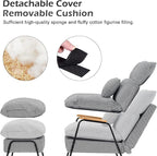 MCombo Accent Recliner Chair with Ottoman, Modern Fabric Armchair, Upholstered Sofa Bed for Living Room Bedroom, Small Space 4055 (Black Frame, Houndstooth)