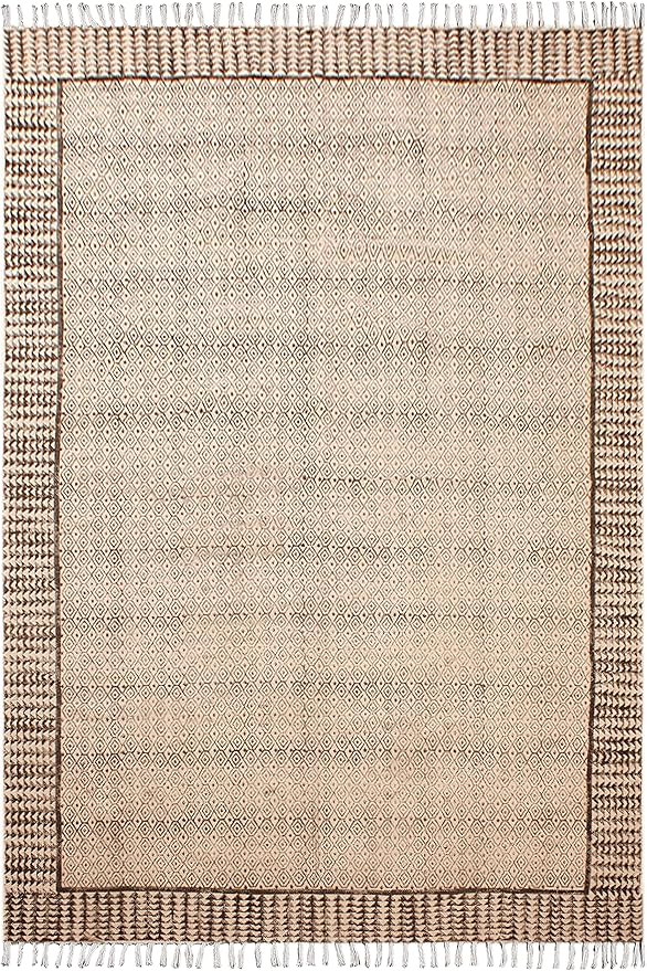 Kilim Rug 5x8 Area Rug Gray & Beige Cotton Dhurrie Geometric Thick 0.19 inches Stone Easy Washable Rug Hand Wash Cotton Carpet Flatweave Rug Indoor Outdoor Rugs for Living Room, Bedroom