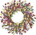 Wreaths for Front Door, 24 Inch Spring/Summer Front Door Wreath, Colorful Paper Flower Wreath for All Seasons for Indoor Home Wall Window Office Wedding Farmhouse Decor (Multicolor)