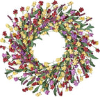 Wreaths for Front Door, 24 Inch Spring/Summer Front Door Wreath, Colorful Paper Flower Wreath for All Seasons for Indoor Home Wall Window Office Wedding Farmhouse Decor (Multicolor)