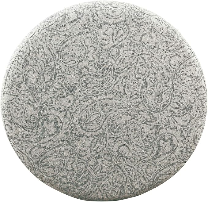 Homepop Home Decor | Upholstered Round Storage Ottoman | Ottoman with Storage for Living Room & Bedroom, Gray Floral