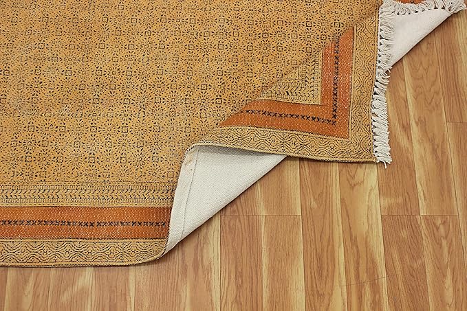 Kilim Runner 2.6x10 Cotton Runner Rug Bronze & Black Indoor Outdoor Runner 0.19 inches Stone Easy Washable Hand Wash Cotton Carpet Flatweave Runner Rugs for Hallway, Staircases, Corridor Runner