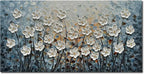 White Flower Canvas Wall Art Painting Hand-Painted Contemporary Art Works Living Room, Bedroom, Dining Room Wall Decoration 24x48 Inch
