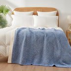Snuggle Sac Super Soft & Reversible Heather Royal Blue Throw - Oversized Cozy Knit Blanket for Bed, Sofa, Living Room, Twin Size (60x80 Inches)