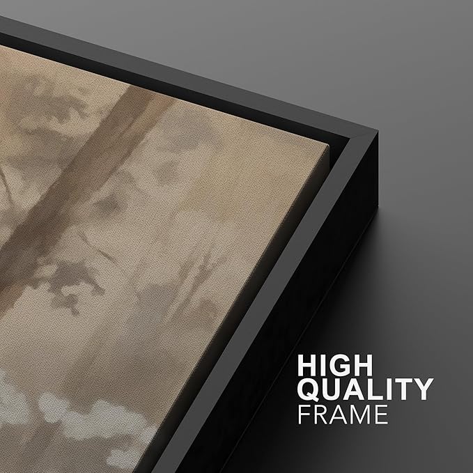 MUDECOR Framed Wall Art Print Set Neutral Forest Landscape Beige and Gray Watercolor Illustrations Realism Decorative for Living Room, Bedroom, Office - 16"x24"x3 Black