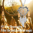Dream Catcher Necklace for Women 925 Sterling Silver Dream Catcher Pendant Necklace Dreamcatcher Jewelry for Women