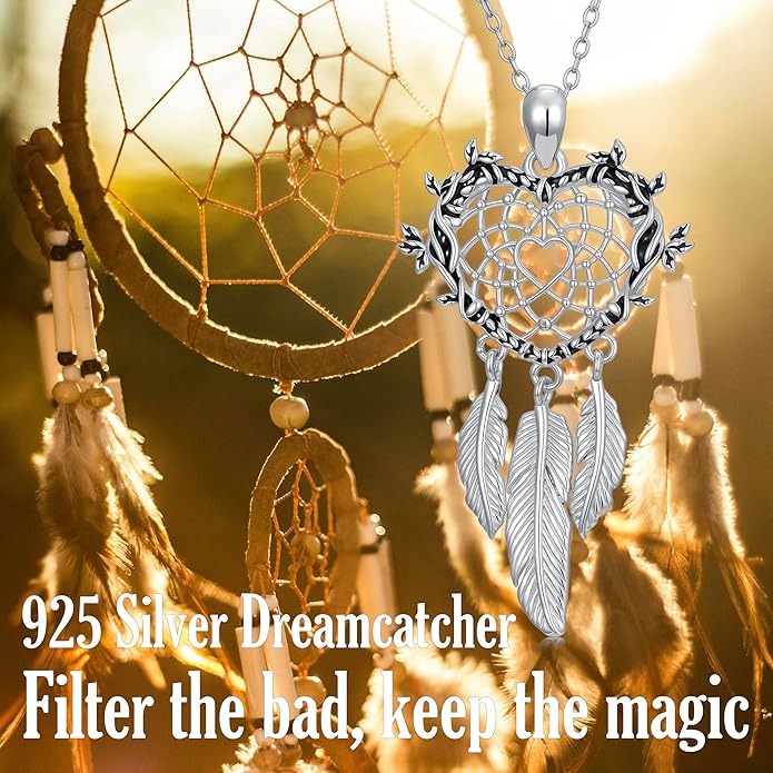 Dream Catcher Necklace for Women 925 Sterling Silver Dream Catcher Pendant Necklace Dreamcatcher Jewelry for Women
