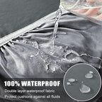 100% Waterproof Couch Cushion Covers, Stretch Sofa Seat Cover, Reversible Furniture Protector Covers for Pets, Washable (Loveseat Cushion, Grey), Medium