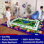 KIDCARPET.COM Around Town Play Mat Rug | Interactive Activity Carpet for Preschool Playroom Toy Car Track, 7'6" x 12'