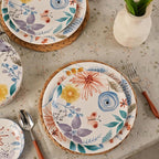 Bico Blossom Symphony Salad Plates Set of 4, 8.75 Inch Ceramic Dessert Plates for Salad, Appetizer, Side Dishes, Microwave and Dishwasher Safe, Gift for Housewarming and Thanksgiving
