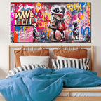 CIRABKY Colorful Canvas Wall-Art - Graffiti Art Wall Decor for Living Room - Boy and Girl Print Big Painting Size 29" x 59"
