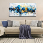 JKWALL77 Big Abstract Canvas Wall Art for Living Room - Blue Modern Wall Decor Ready to Hang Size 29" x 59"
