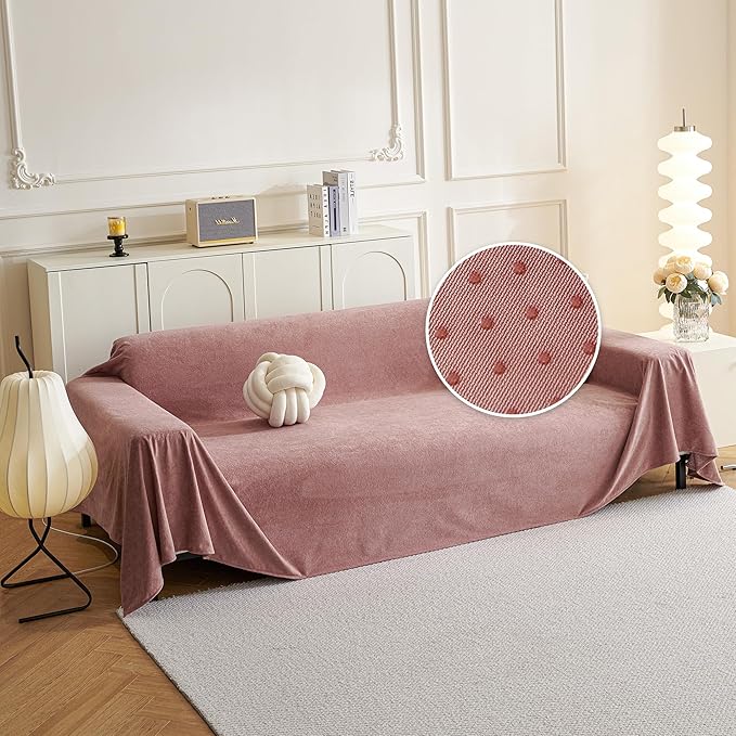 MYSKY HOME Pink Sofa Cover, Couch Covers for Pet, Oversized Couch Covers for 3 Cushion Couch, Thick Durable Sofa Covers for Furniture, Couch Cover,Non Slip Soft Protector, 91" x 150"