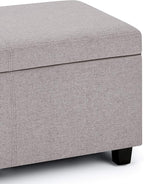 SIMPLIHOME Avalon Storage Ottoman Bench - 48 inch Wide Upholstered Linen Look Fabric Rectangular Lift-Top Ottoman in Cloud Grey, Contemporary Storage Bench for Living Room with High-Density Foam