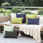 MIULEE Pack of 2 Decorative Outdoor Solid Waterproof Throw Pillow Covers Spring Faux Linen Garden Farmhouse Cushion Cases for Patio Tent Balcony Couch Sofa 12x12 Inch Moss Green