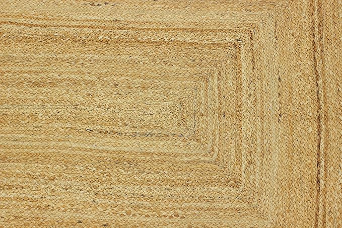 Scalloped Jute Rug, Hand Woven Runner Area Rug, 4x15 Ft Beige & Black Braided Natural Sisal Kilim Rugs for Living Room, Kitchen, Entryway, Farmhouse