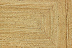 Scalloped Edge Rug, Hand Woven Natural Jute Area Rug, 2x3 Ft Beige & Black Braided Sisal Kilim Rugs for Living Room, Kitchen, Entryway, Farmhouse