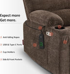MCombo Large Power Lift Recliner Chair for Elderly, Lift Chair with Heat and Massage, 3 Positions, USB Charge Ports, Cup Holders, Fabric 7099 (Large, Coffee)