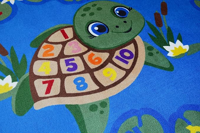 KIDCARPET.COM Turtle Pond Circle Time Rug 7'6"x 12' Rectangle, Educational Classroom Rug, Kids Learning Play Mat | Area Rug for Bedroom or Playroom