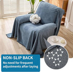 HAOMAIJIA Chenille Couch Cover Sofa Covers for 1 Cushion Couch Washable sectional Couch Covers for Dogs pet Furniture Protector Couch Cover Blanket for Living Room (Blue, 71"x91")