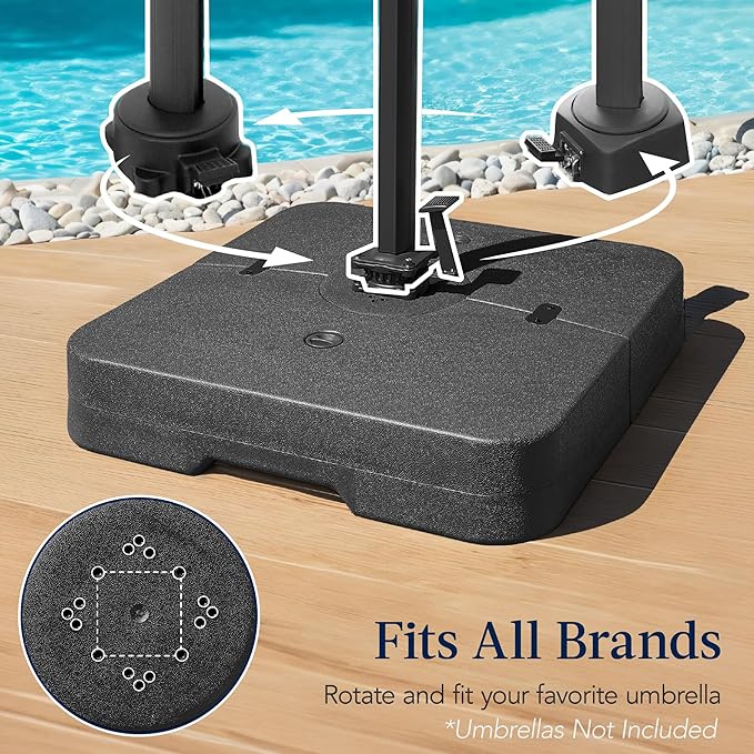 Best Choice Products 330lb Cantilever Offset Patio Umbrella Base, Heavy-Duty Outdoor Stand, Sand Water Fillable Weights Set w/Easy-Fill Spouts – Black