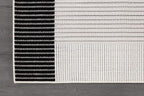 Modern Micro Loop Indoor Area Rugs for Living Room Bedroom Kitchen Geometric Striped Black-White 5x7 Luxury Durable Low and High Pile Non-Shedding Stain Resistant Soft Area Carpet 5 x 7