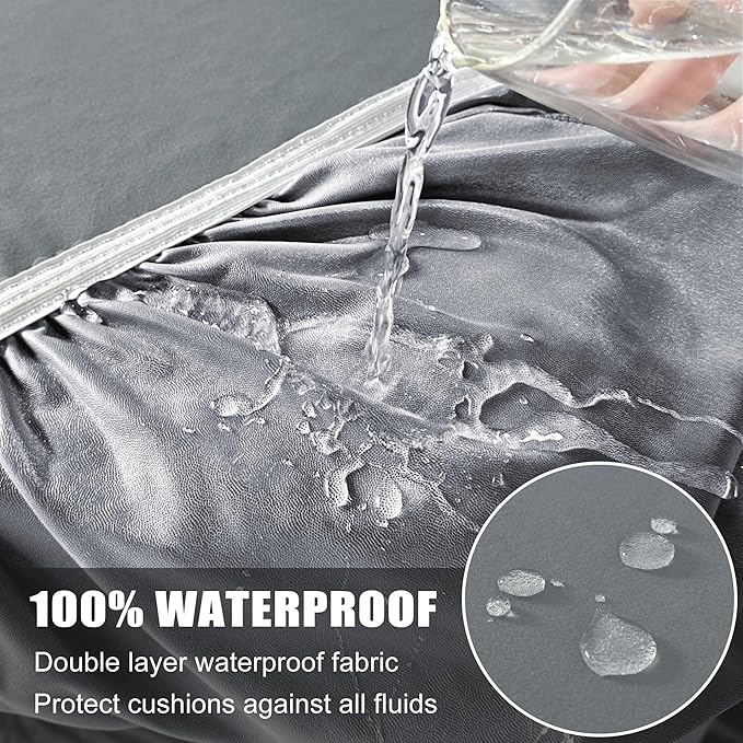 100% Waterproof Couch Cushion Covers, Replacement Sofa Cushion Covers, Stretch Individual Sofa Seat Cushion Slipcovers Furniture Protector for Kids Pets