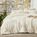 Bedsure Tufted Boho Comforter Set Full Size - Ivory Boho Bed Set, GentleSoft™ 3 Pieces Farmhouse Shabby Chic Embroidery Bedding, Gifts for Woman, Soft Jacquard Full Comforter for All Seasons