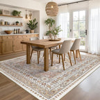 Area Rugs 5x7, Ultra-Thin Washable Rugs for Living Room, Anti-Slip Backing Area Rug for Bedroom, Soft Floral Vintage Home Decor Rug for Dining Room(Orange,5'x7')