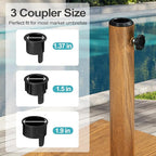 Patio Umbrella Base, 43lbs Outdoor Heavy Duty Square Concrete Stand, Fits 6-12ft Fringe Market Umbrella, Teak Brown
