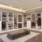 Modular Closet Organizer, White 64" Wide Wardrobe Tower Storage System for Walk In Closets