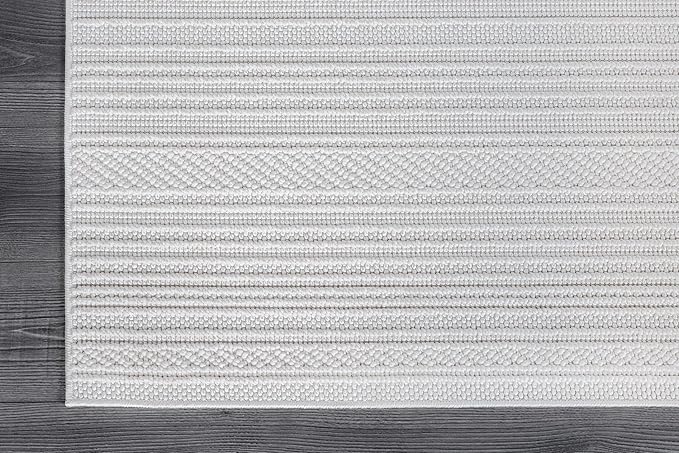 Micro Loop Indoor Rug White 9x12 Boho Geometric Neutral Area Rugs for Living Room Soft Luxury Modern Low and High Pile Durable Stain Resistant Non-Shedding Indoor Area Carpet 9 x 12
