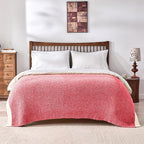 CozeCube Super Soft Fullfy Microfiber Reversible Knitted Blankets, Warm Cozy Fuzzy Plush Throw, Christmas red and White Melange Throw Blanket for Couch Bed Sofa, 60" x 80"