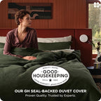 Bedsure Cotton Duvet Cover Set - 100% Cotton Waffle Weave Olive Green Duvet Cover California King Size, GentleSoft™ and Breathable Cal King Bedding Set for All Season, 3 Pieces, 104"x98"