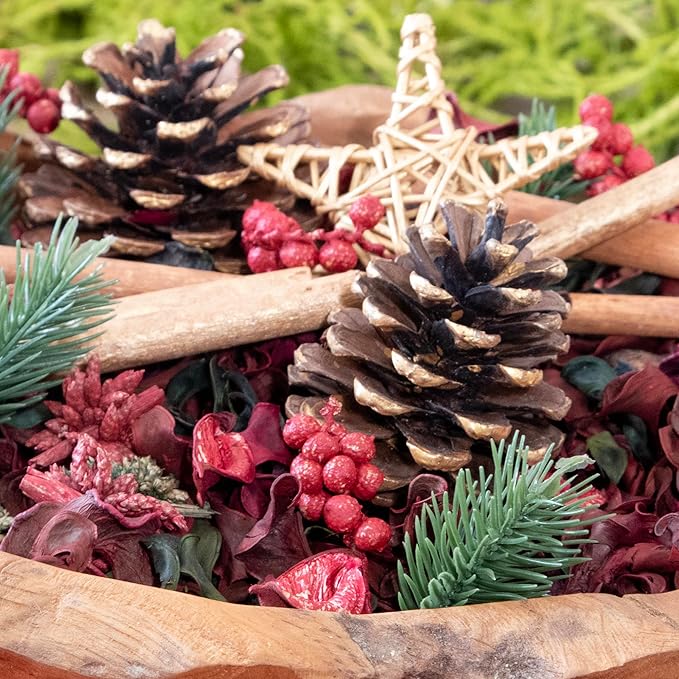 Cinnamon Fragrance Potpourri Bag Christmas Holiday Home Décor | Floral Petals Vase & Bowl Filler Decoration (Holiday Red)