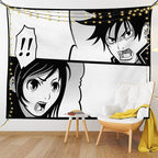Ambesonne Anime Tapestry, Japanese Comics Strip Boy and Girl Fight Scene Manga Image Cartoon Print, Wide Wall Hanging for Bedroom Living Room Dorm, 80" X 60", Black White Grey