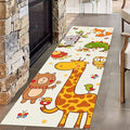 Cute Cartoon Animal Hallway Runner Rug, 3.3x7ft, Giraffe Bear Koala Kids Play Mat for Bedroom, Anti-Slip Cozy Breathable Foldable Area Carpet, Reduce Noise Easy Clean Mat for Sofa Nursery