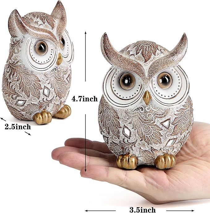 Owl Statue and Figurine for Home Decor Accents Adorable Owl for Shelf Bookshelf Bedroom Living Room Office Table Desk Modern Decorations Animal Sculpture for Birds Lovers