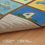 SAFECASTLE My ABC Place Earth Tone Alphabet Rug for Kids, 6'6" x 8'4", Educational Classroom Kids Carpet with Letters & Animals, Preschool Learning Area Rug for Daycare, Homeschool & Playroom