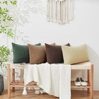GAWAMAY Lumbar Decorative Throw Pillow Covers 12"x20" Inch Set of 2, Super Soft Chenille Rectangle Pillowcase for Living Room Bedroom Sofa Couch Cushion Support Pillow Cover 30x50cm Coffee (No Insert)