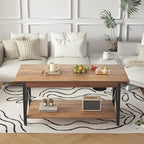 GreenForest Coffee Table with Storage, 43 inch Large Modern Coffee Tables for Living Room, X-Frame Design Farmhouse Coffee Table Space Saving Living Room Tables, Easy Assembly, Walnut