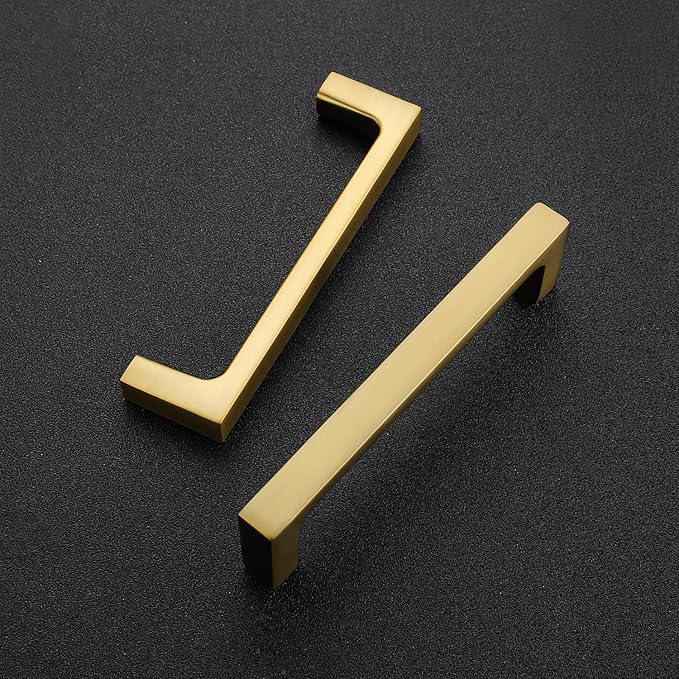 Ravinte 30 Pack Solid 3-3/4 Inch Kitchen Square Cabinet Handles Brushed Brass Drawer Pulls Kitchen Cabinet Hardware Handles