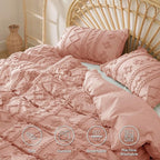 Bedsure Boho Duvet Cover King Size, Soft & Comfortable Elegant Design Boho Bedding for Decoration, Machine Washable Comforter Cover for All Seasons,Includes 1 Duvet Cover & 2 Pillow Shams,Light Pink