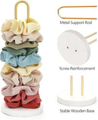 Mkono Scrunchies Holder Stand Hair Accessories Organizer Gold White Metal Scrunchies Tower Hold 25 - 35 Scrunchies Modern Vertical Hair Tie Organizer for Girls, White