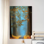 Renditions Gallery Nature Canvas Wall Art Home Paintings & Prints Misty Orange Blue Avenue Glam Modern Wall Hanging Artwork Decorations for Bedroom Dining Office Kitchen - 12"x18" LT06