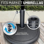 US Weight Half Round 20 lb Patio Umbrella Base - Adjustable Umbrella Stand for Posts up to 1.9 in - Sun and Weather Resistant - Half Round Design with Textured Surface