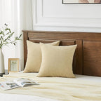 GAWAMAY Decorative Square Throw Pillow Covers 18"x18" Inch Set of 2, Super Soft Chenille Pillows Cover Fall Pillowcase for Living Room Bedroom Sofa Couch Cushion Cover Khaki 45x45cm (No Insert)