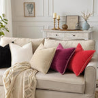 decorUhome Spring Chenille Soft Cozy Throw Pillow Covers 12x20 Set of 2, Modern Farmhouse Boho Velvet Decorative Pillow Cases with Stitched Edge for Couch Sofa Bed Home Decor, Rhododendron