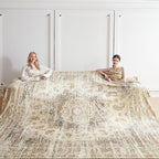 Oversized Vintage Pattern Blanket 120x120 Inches, Giant 10'x10' for Bed, Travel, and Camping, Extra Large Soft Blanket for The Whole Family and Outdoor,Beige