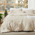 Bedsure Tufted Boho Comforter Set Full Size - Beige Boho Bed Set, GentleSoft™ 3 Pieces Farmhouse Shabby Chic Embroidery Bedding, Gifts for Woman, Soft Jacquard Full Comforter for All Seasons
